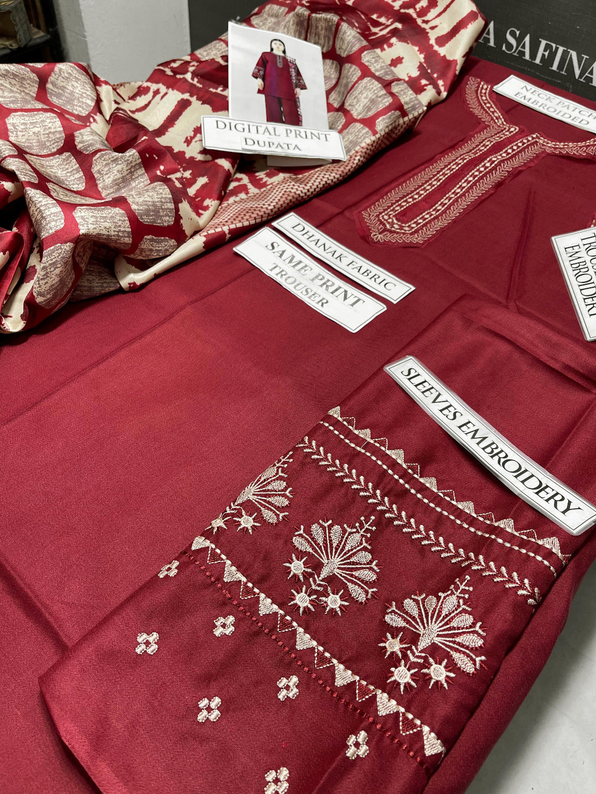 DFW-1078 Sapphire Embroidery 3PC Dhanak Suit