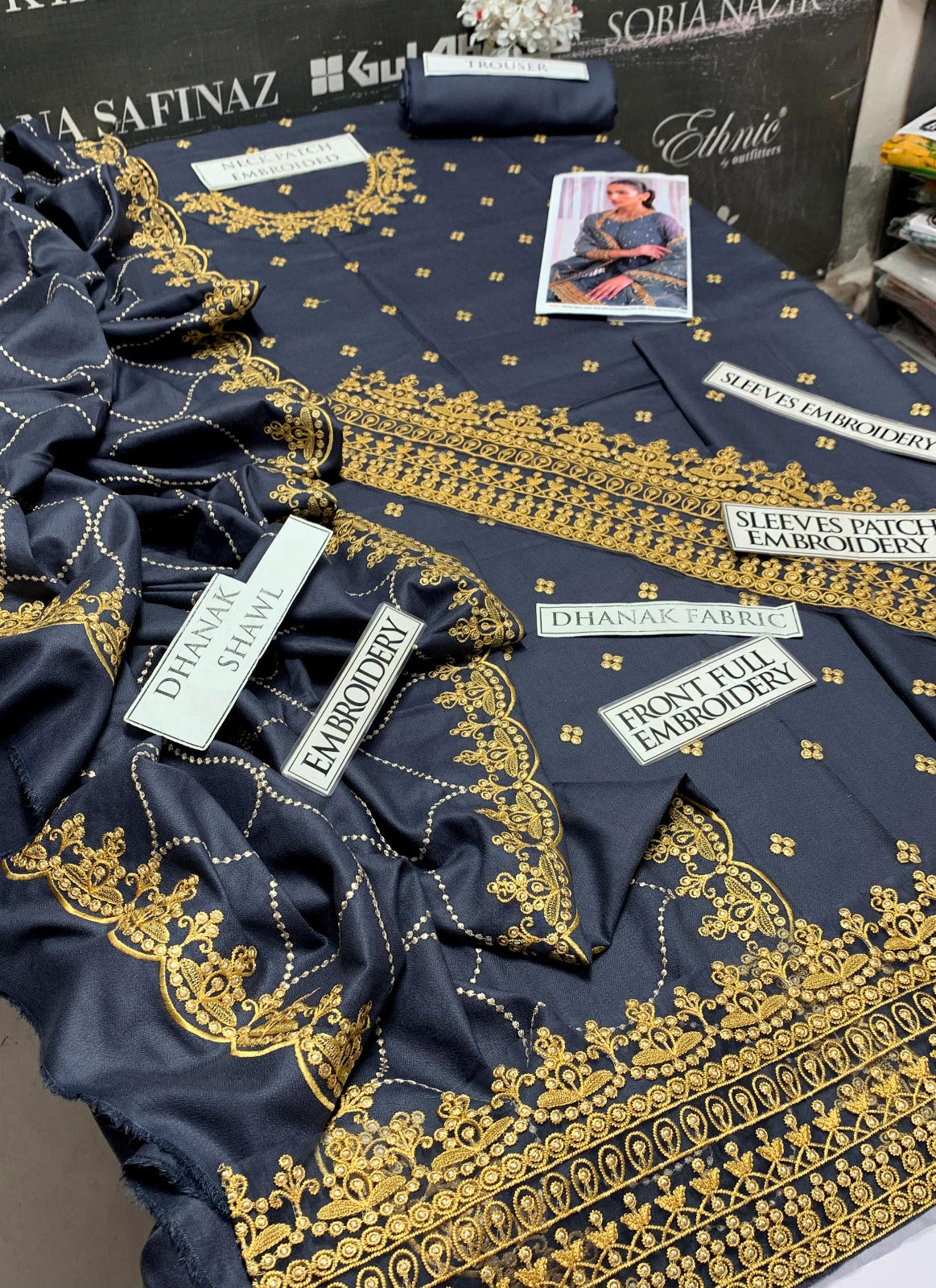 DFW-889 Cross Stitch Heavy Embroidery 3PC Dhanak Suit