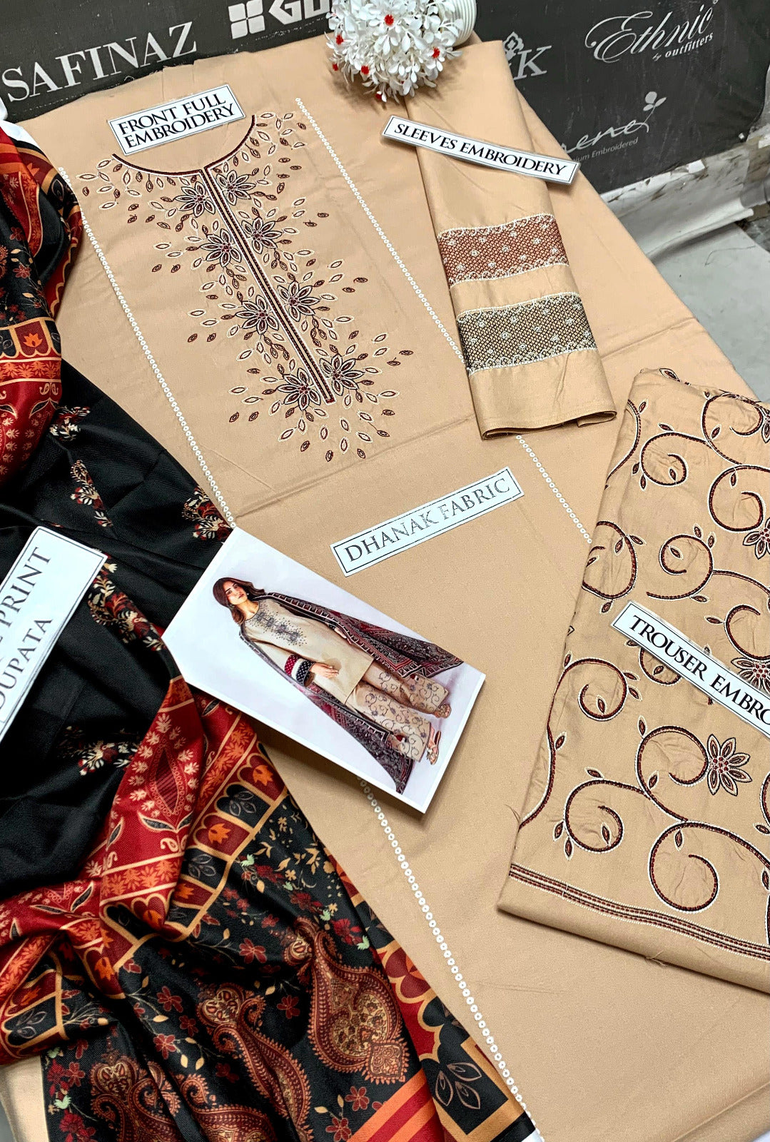 DFW-908 Jazmin Heavy Embroidery 3PC Dhanak Suit