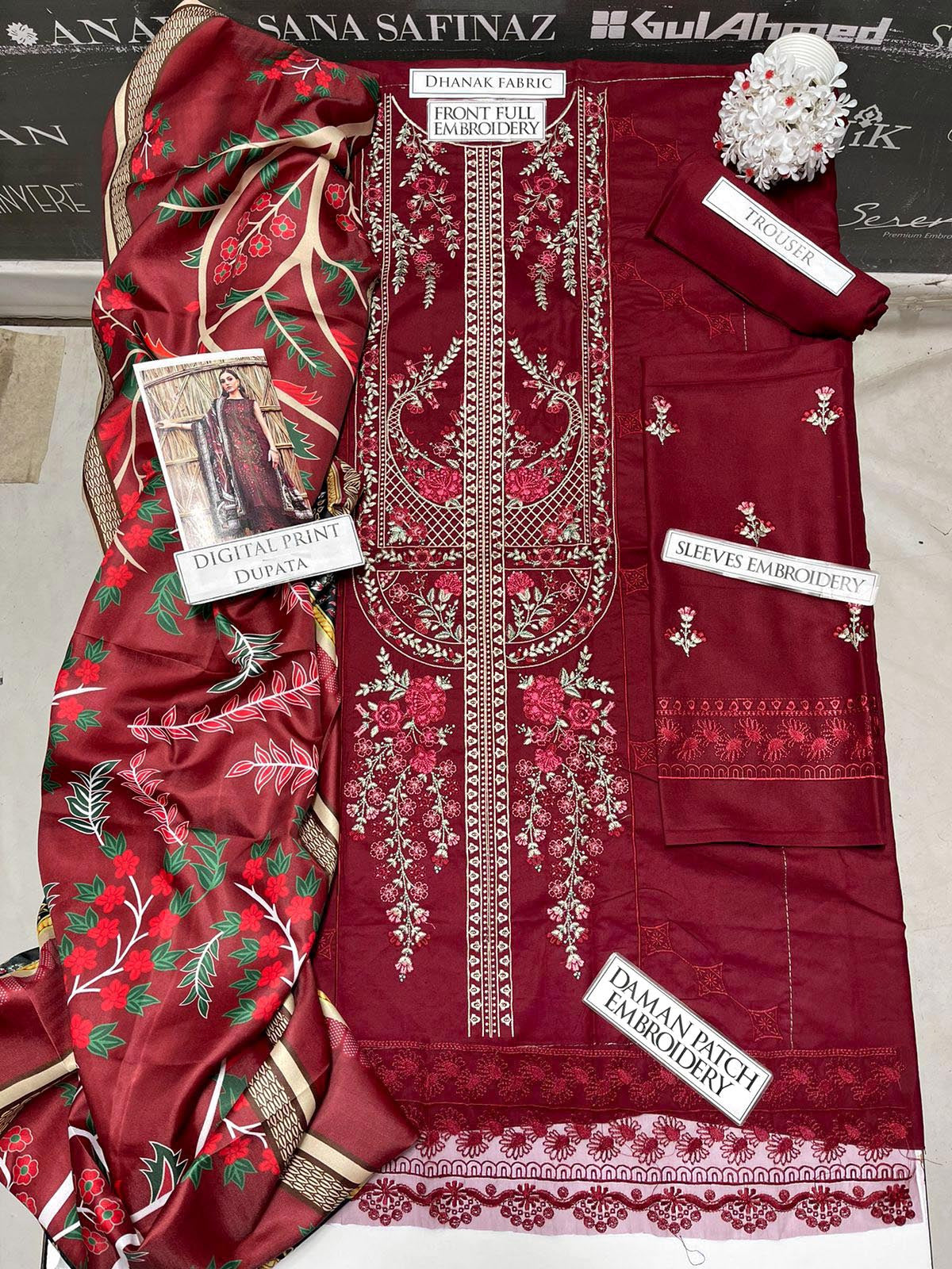 DFW-1113 Maria B Heavy Embroidery 3PC Dhanak Suit