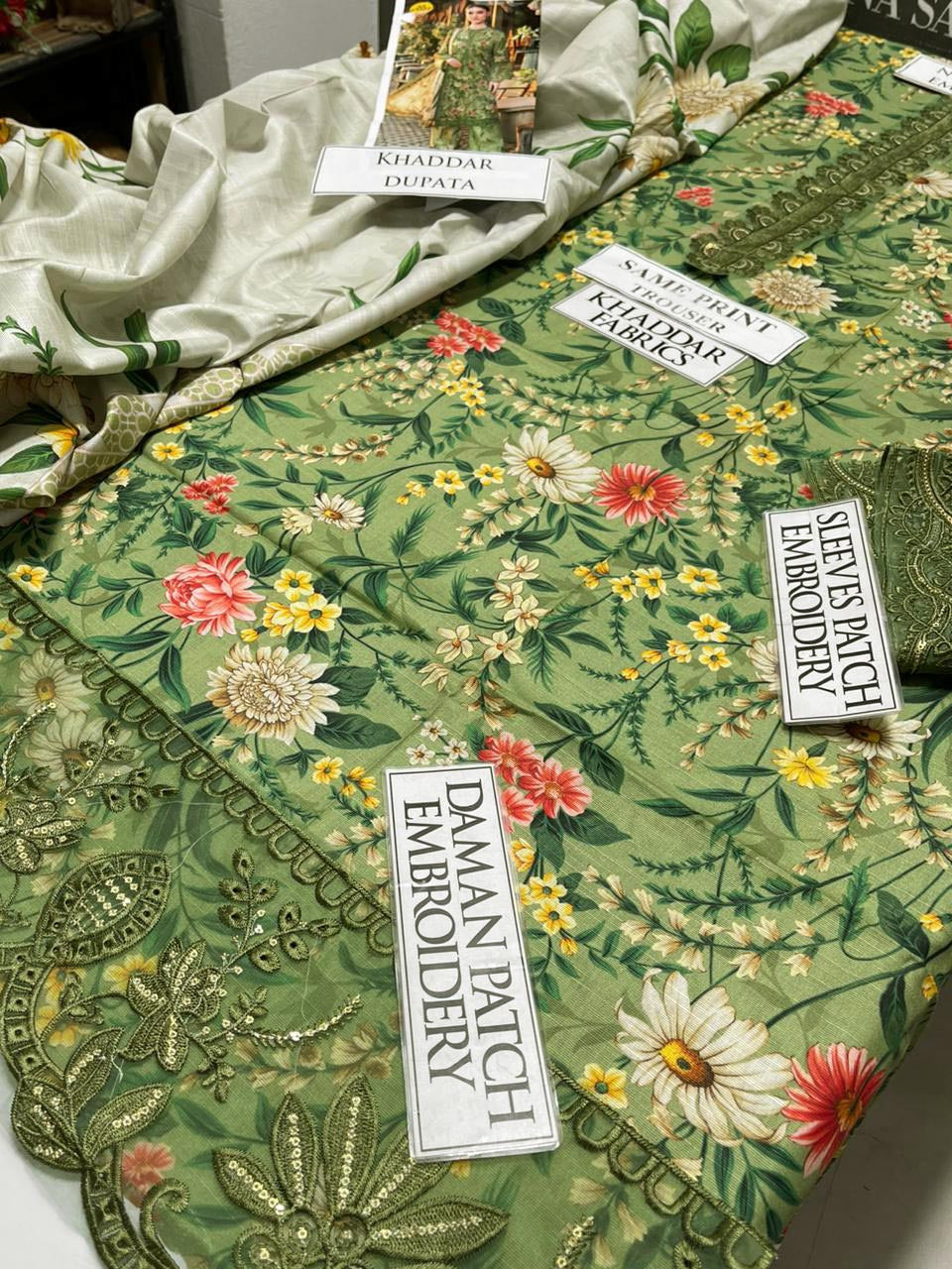 DFW-1070 Maria B Embroidery 3PC Khaddar Suit