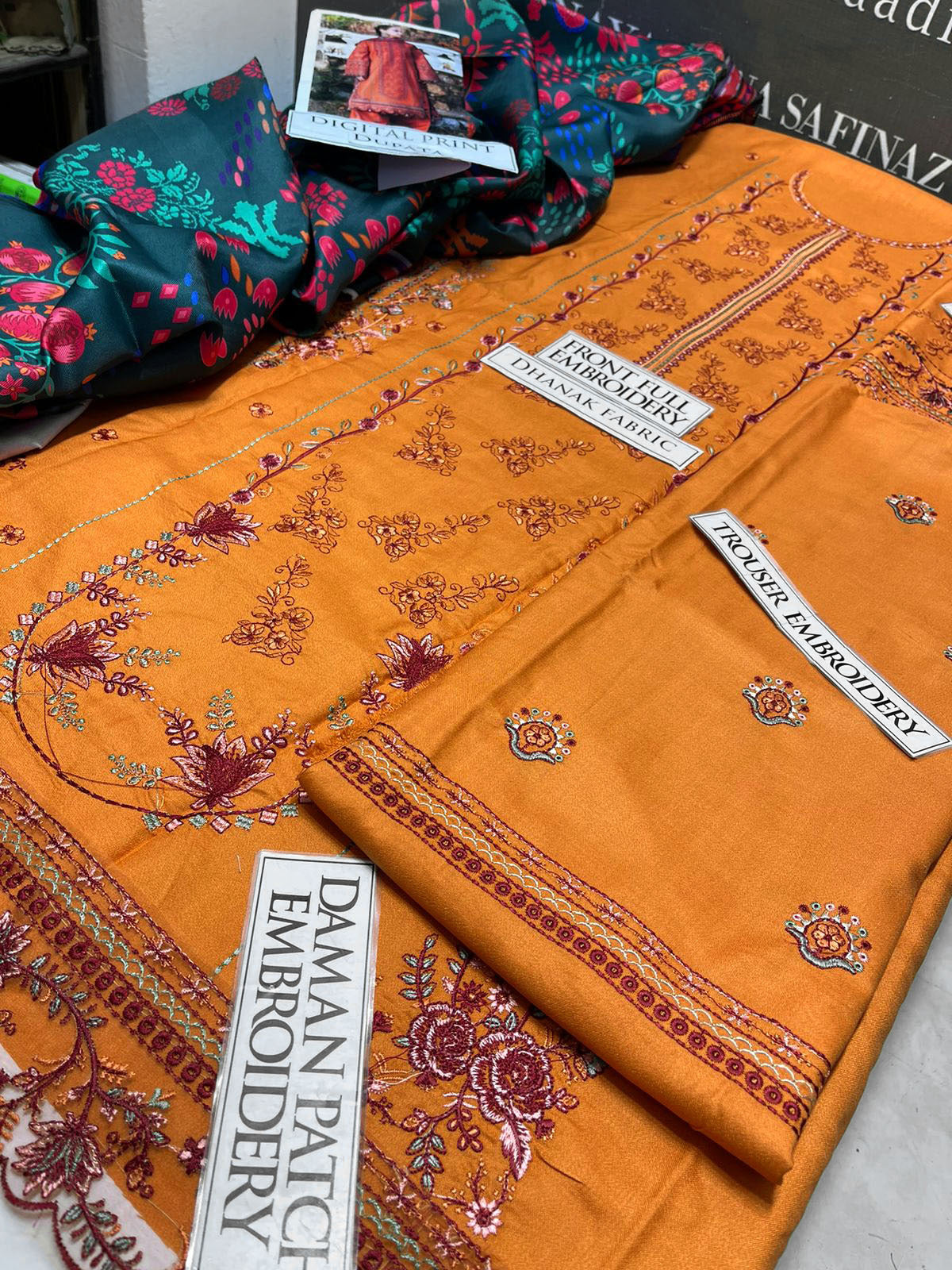 DFW-1188 Hussain Rehar Embroidery 3PC Dhanak Suit