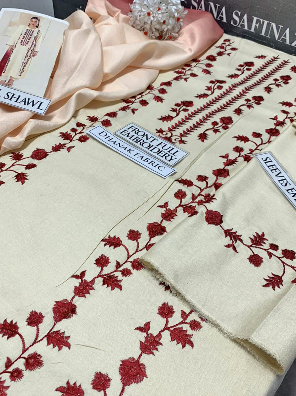 DFW-1173 Zarif Embroidery 3PC Dhanak Suit