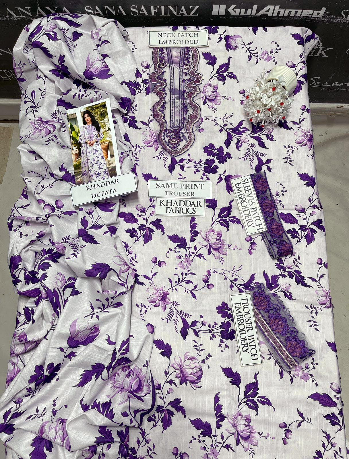 DFW-1104 Aneelas Embroidery 3PC Khaddar Suit