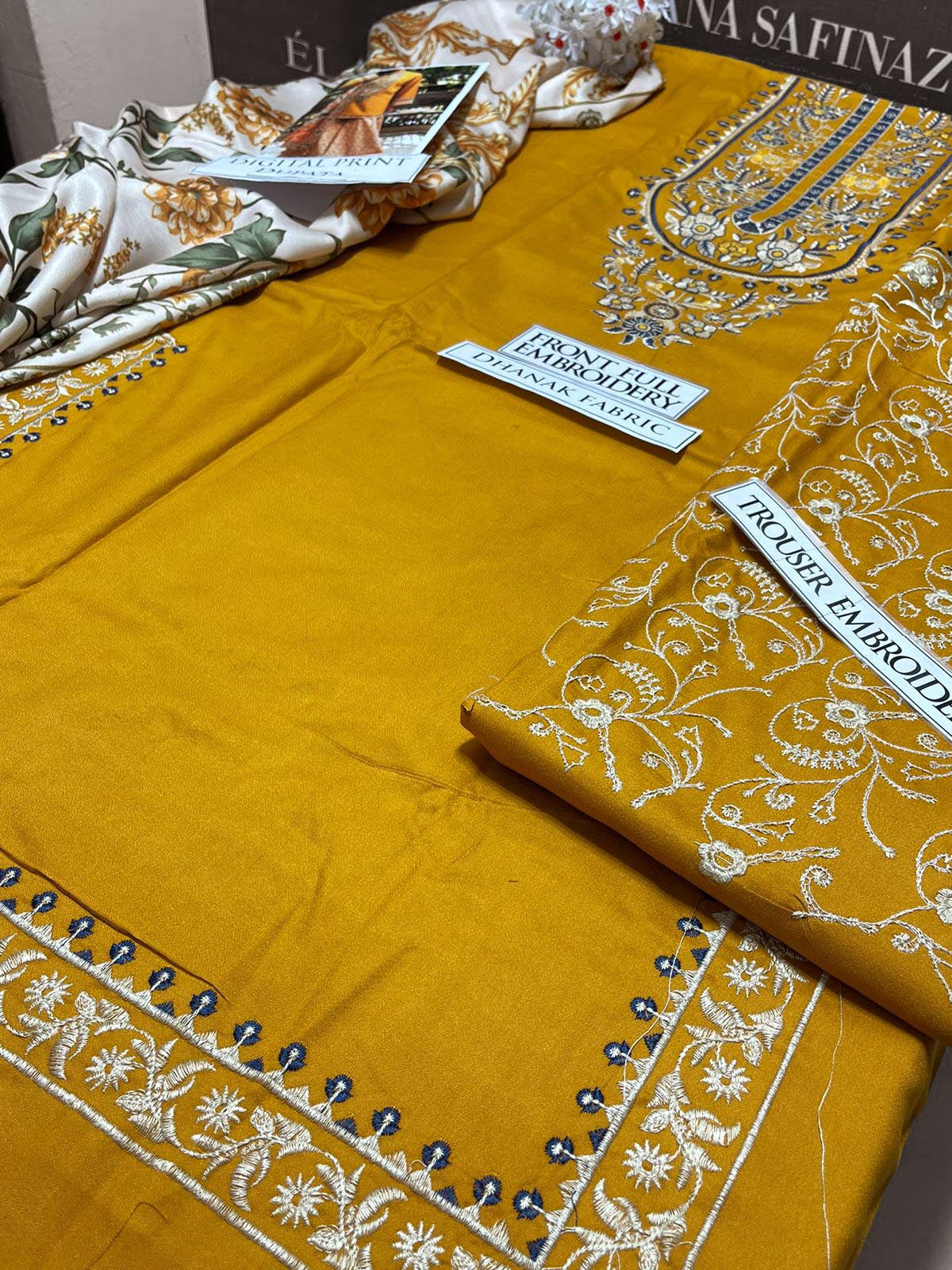 DFW-1050 Sapphire Embroidery 3PC Dhanak Suit