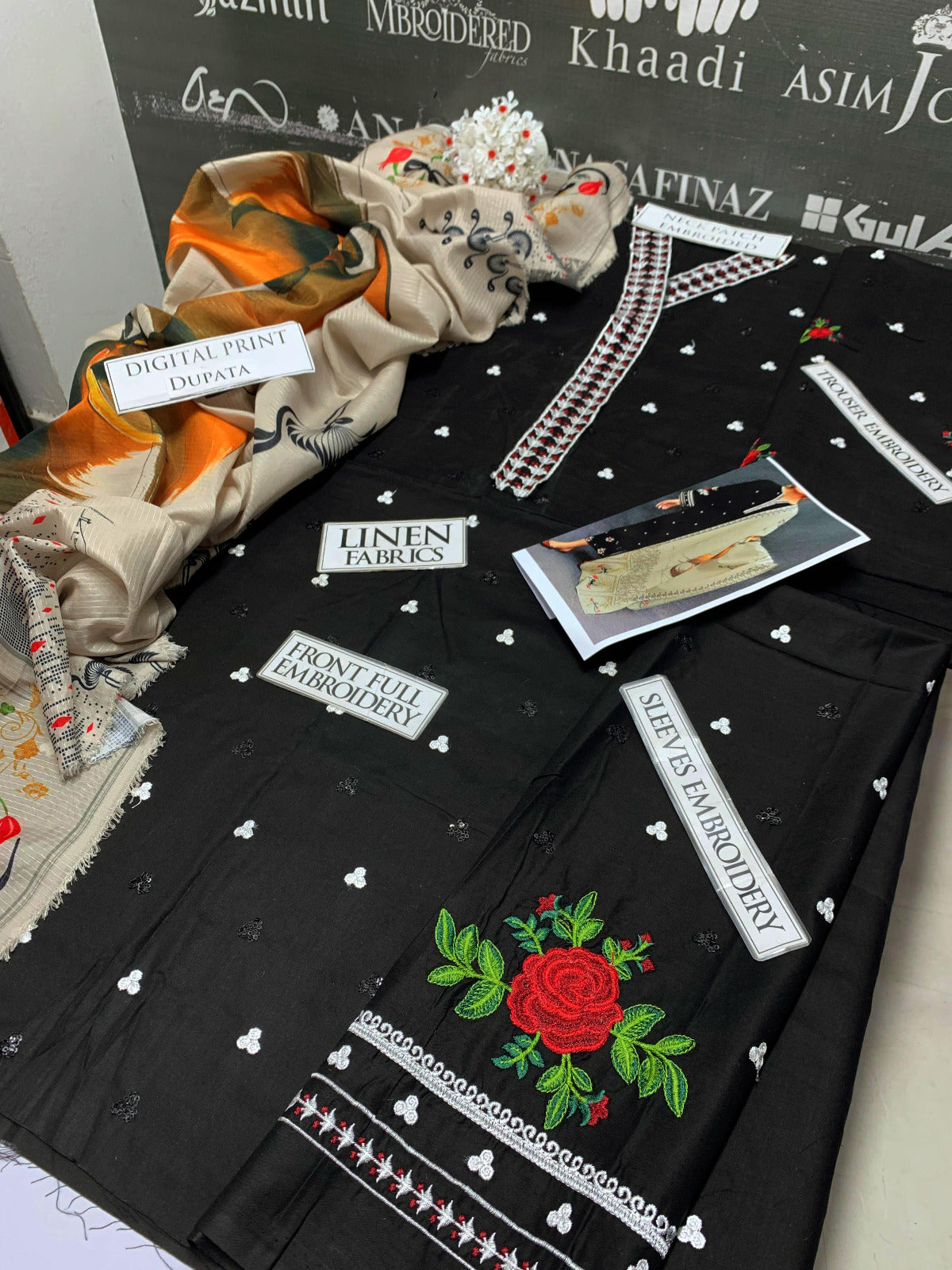 DFW-879 Beechtree Heavy Embroidery 3PC Linen Suit