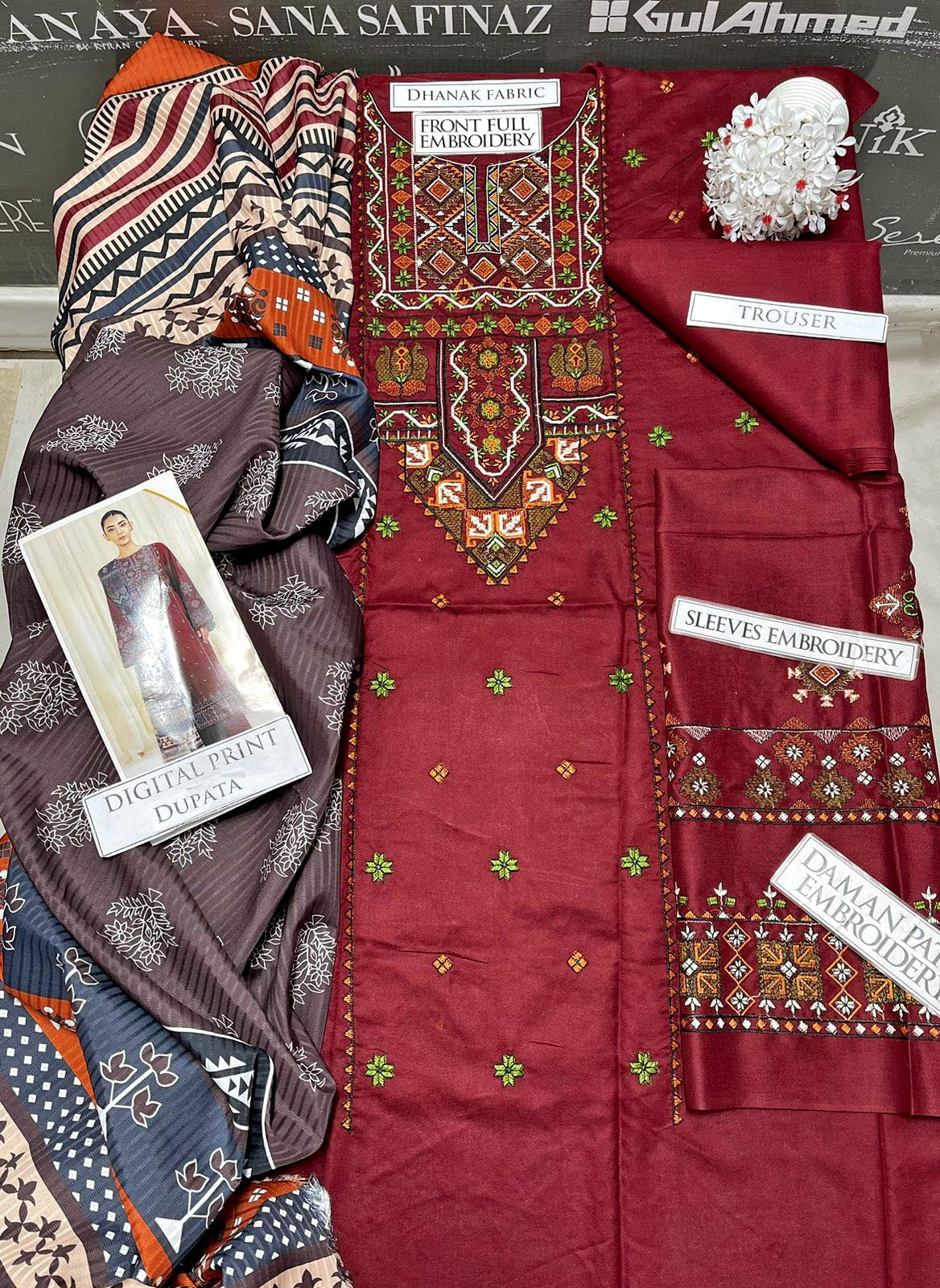 DFW-1116 Sapphire Embroidery 3PC Dhanak Suit