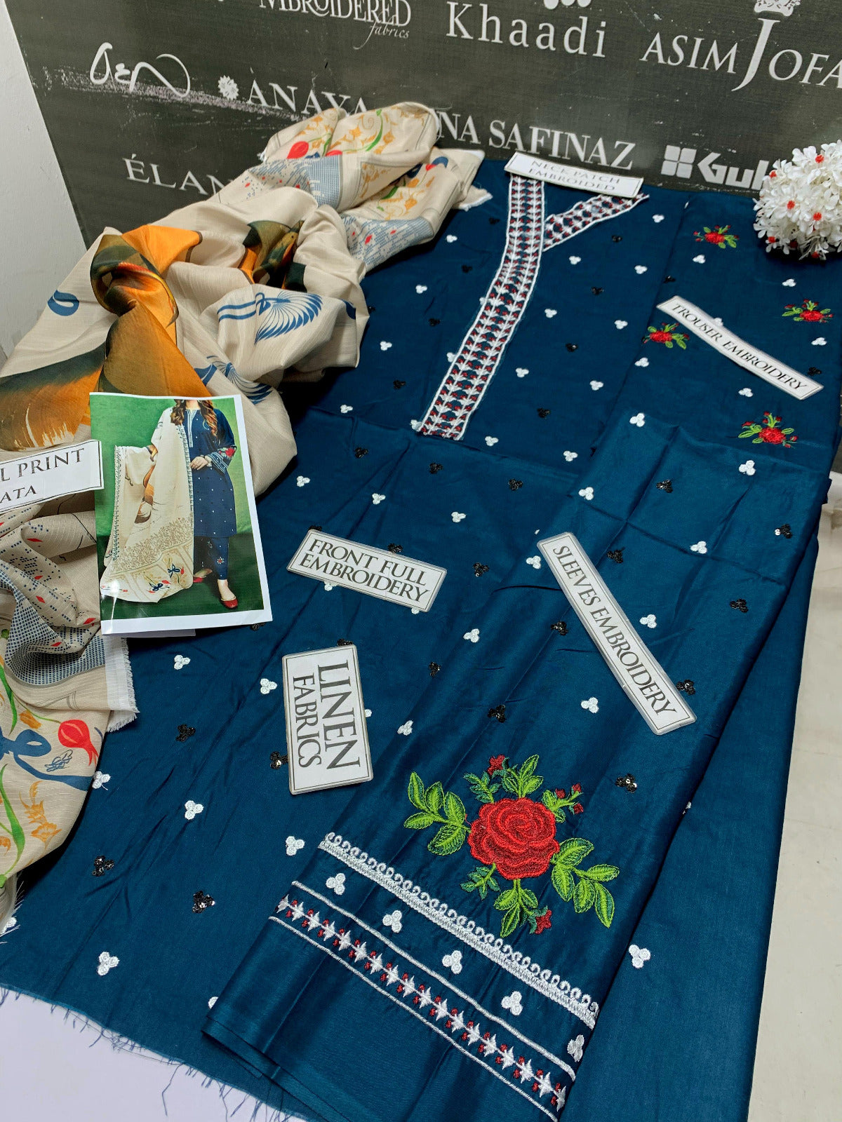 DFW-880 Beechtree Heavy Embroidery 3PC Linen Suit