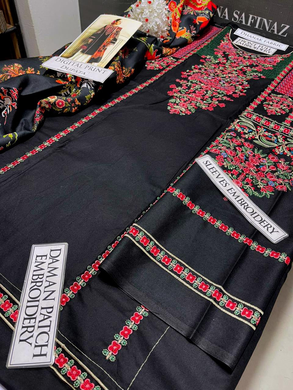 DFW-1073 Hussain Rehar Heavy Embroidery 3PC Dhanak Suit