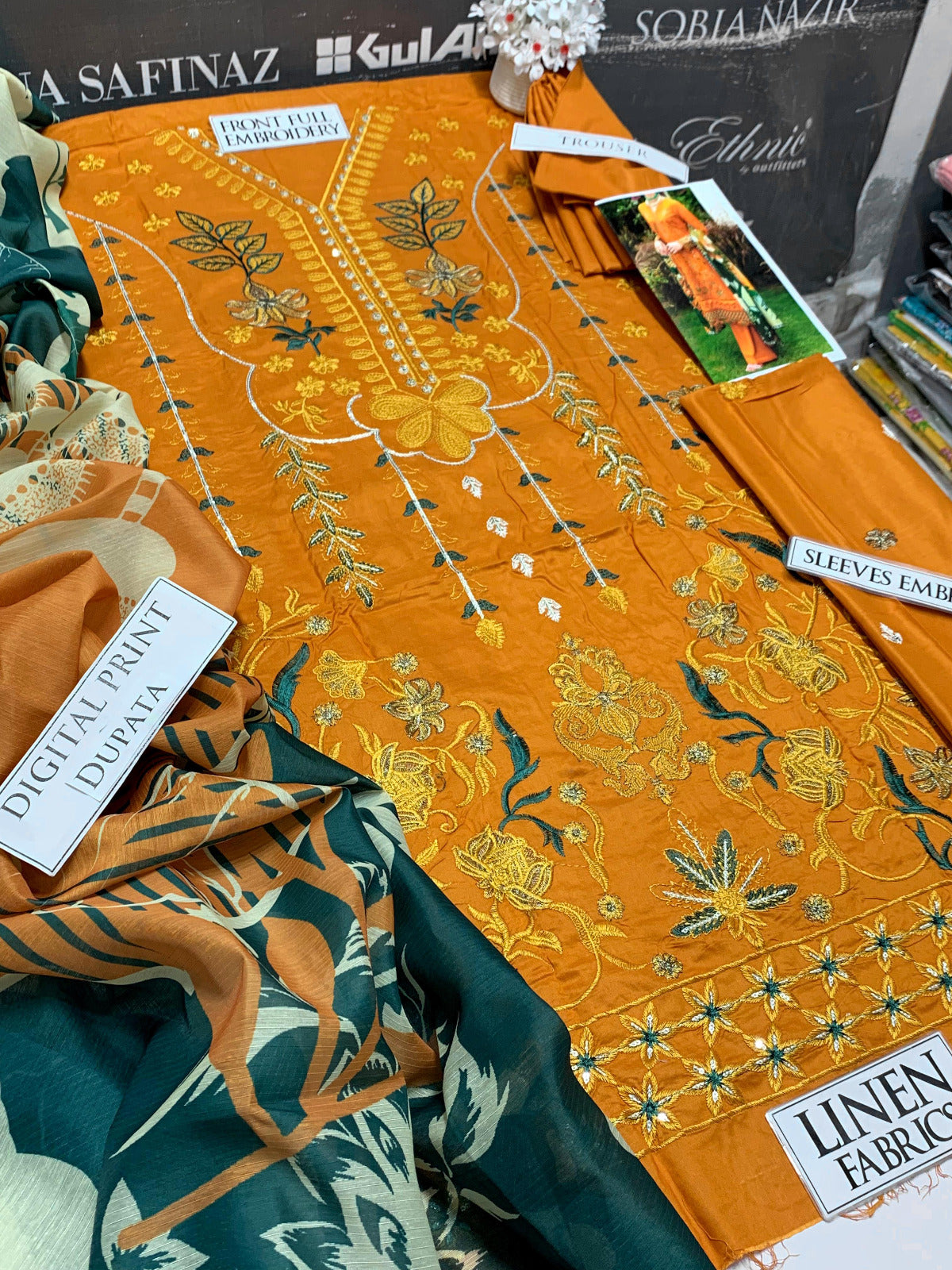 DFW-923 Ramsha Heavy Embroidery 3PC Linen Suit