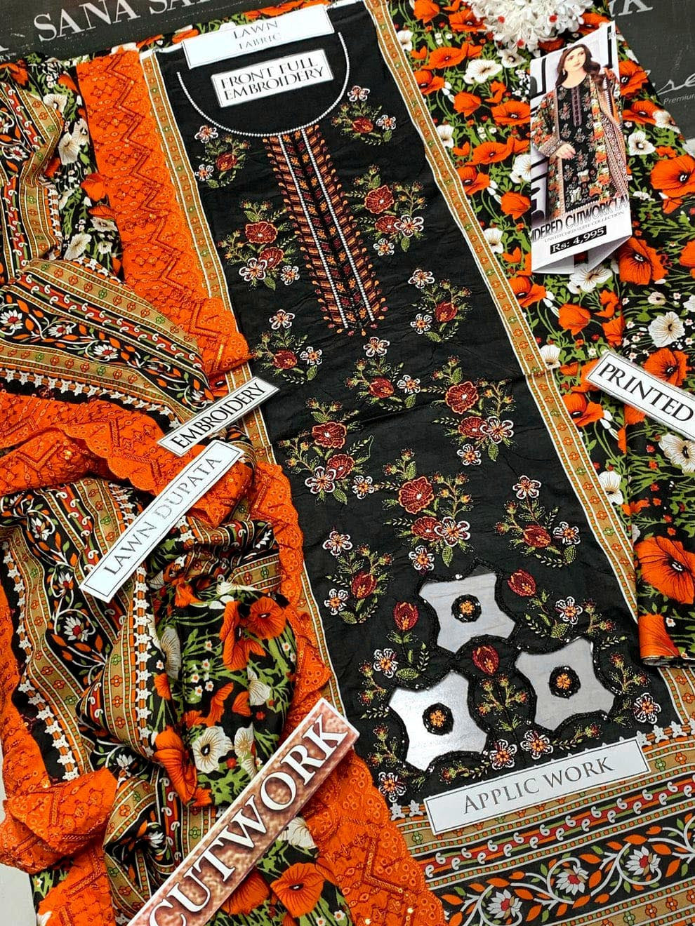 DFW-924 Bin Saeed Heavy Embroidery 3PC Lawn Suit