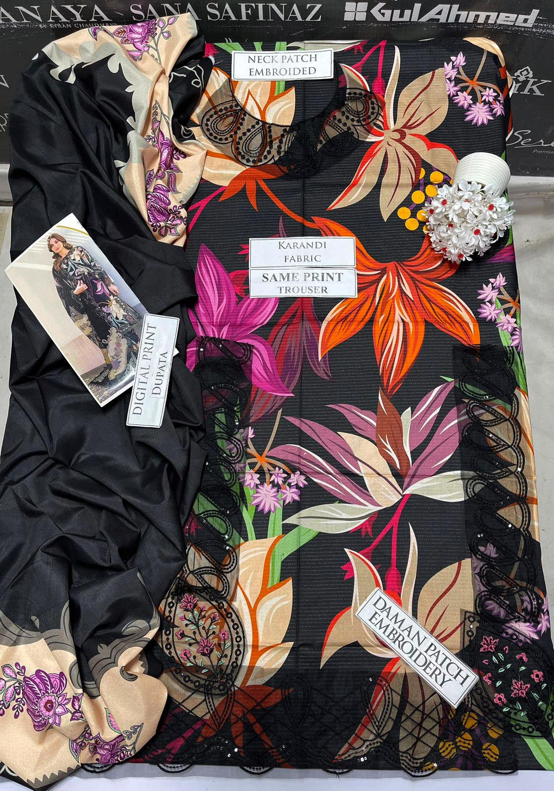 DFW-1107 Baroque Embroidery 3PC Karandi Suit