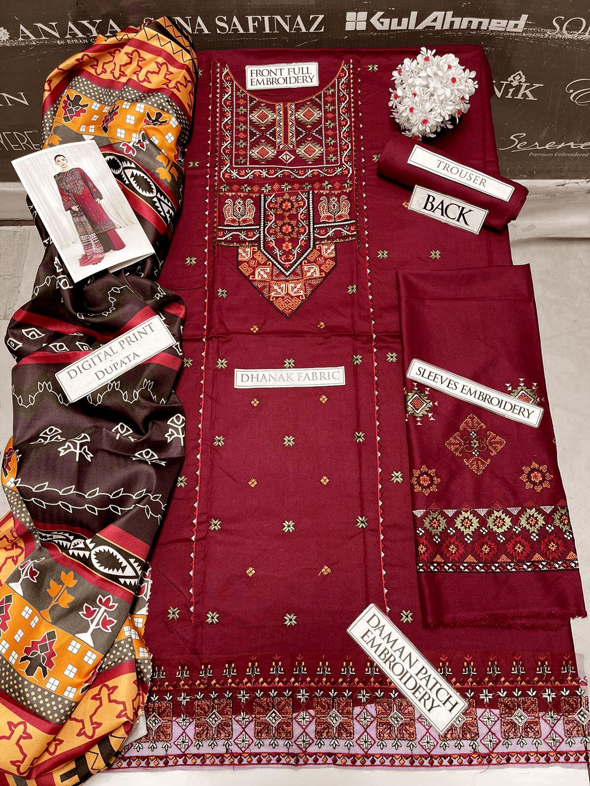 DFW-995 Sapphire Heavy Embroidery 3PC Dhanak Suit