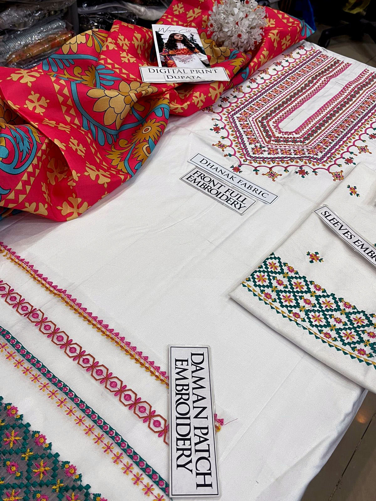 DFW-1245 Sapphire Embroidery 3PC Dhanak Suit