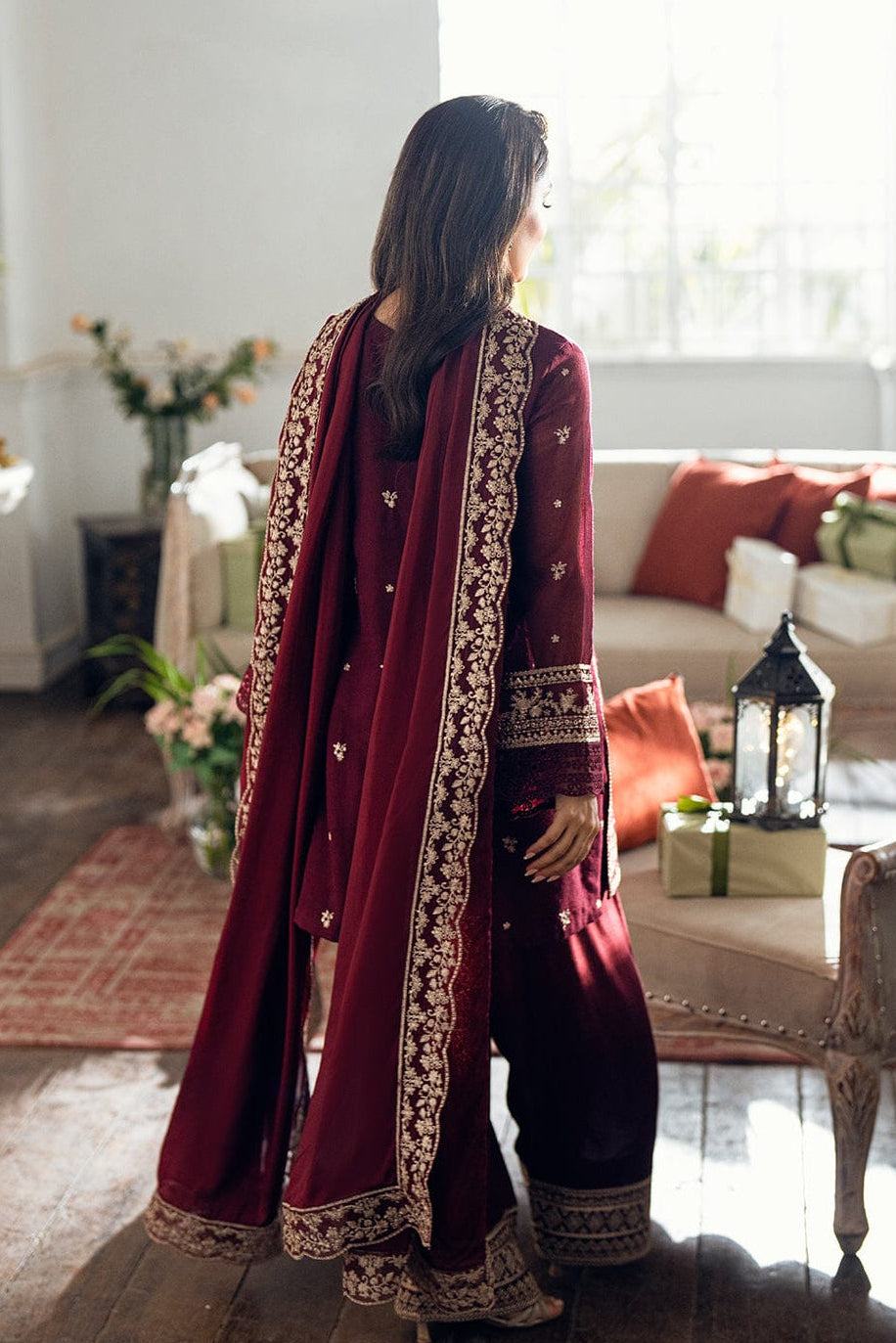 DFW-1119 Azure Heavy Embroidery 3PC Dhanak Suit