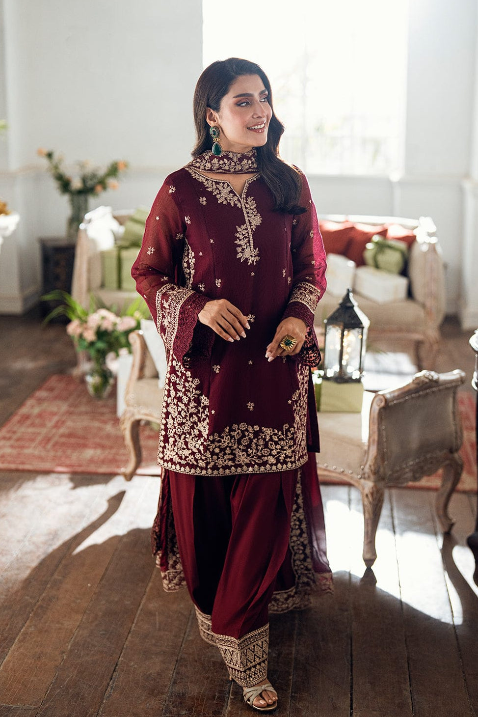 DFW-1119 Azure Heavy Embroidery 3PC Dhanak Suit