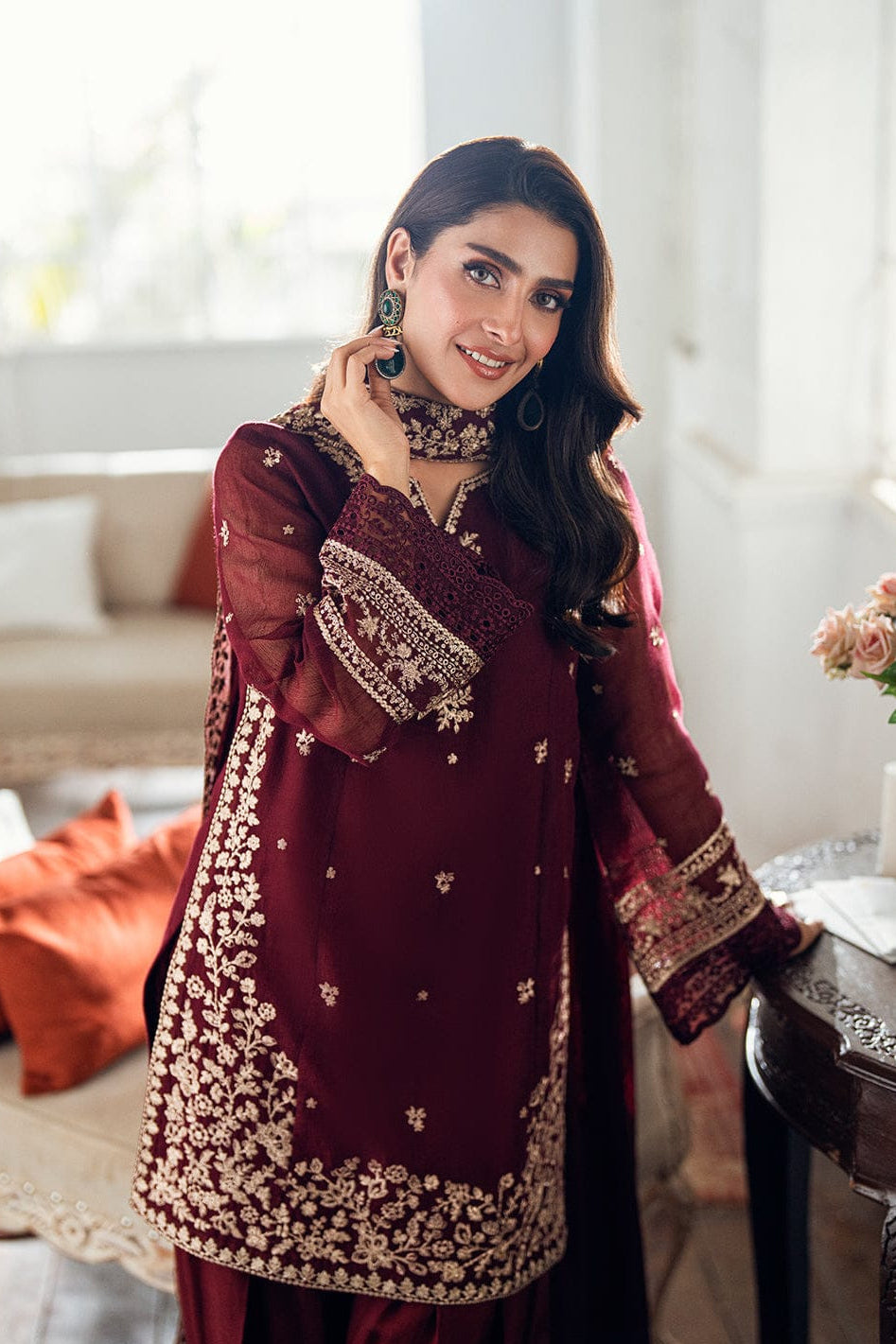 DFW-1119 Azure Heavy Embroidery 3PC Dhanak Suit
