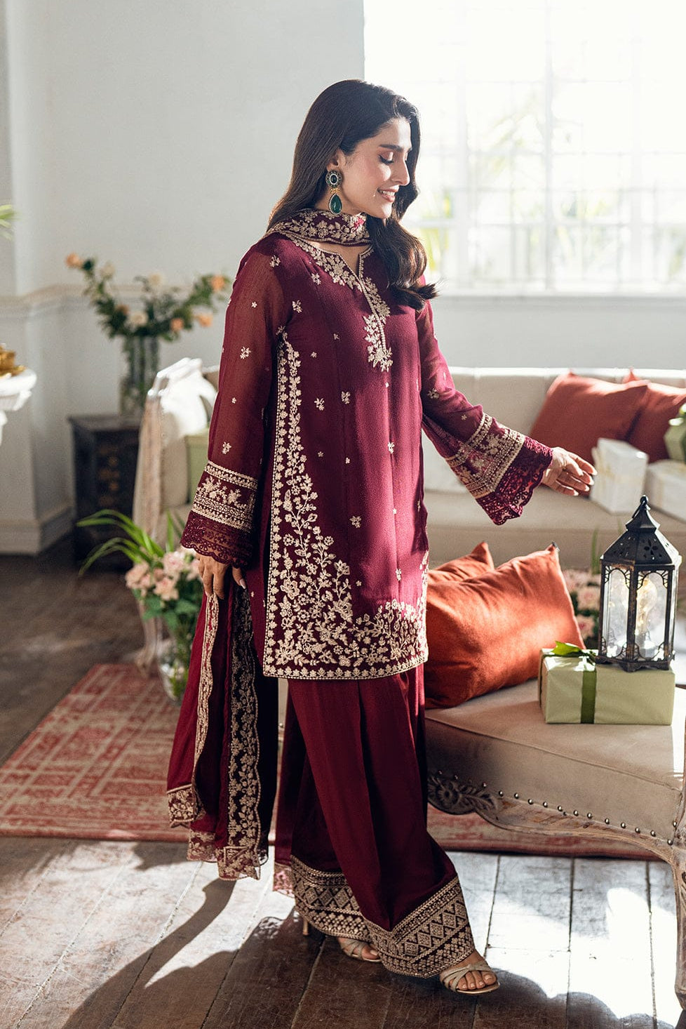 DFW-1119 Azure Heavy Embroidery 3PC Dhanak Suit