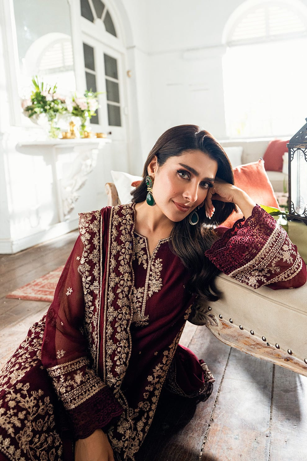 DFW-1119 Azure Heavy Embroidery 3PC Dhanak Suit