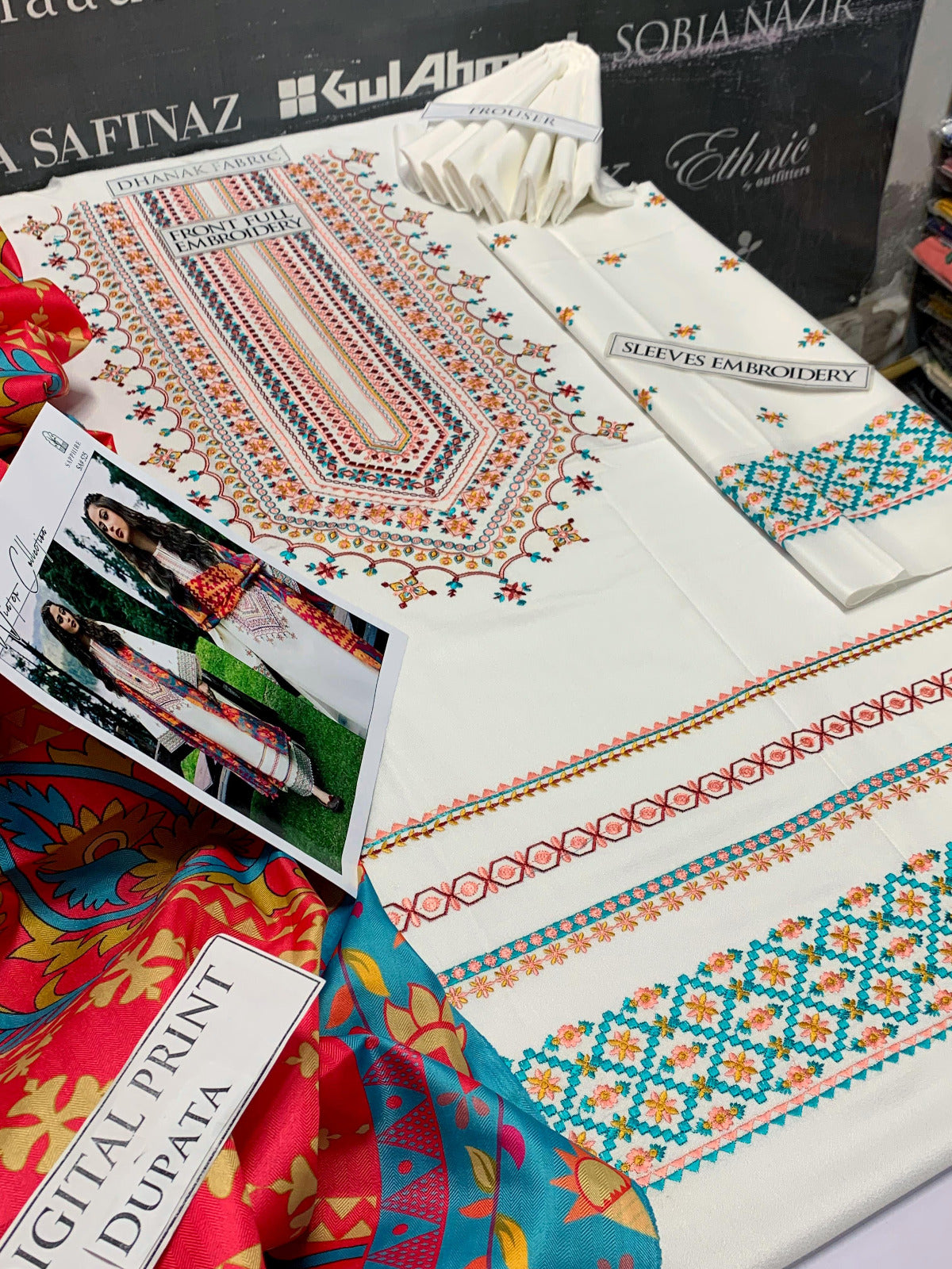 DFW-895 Sapphire Heavy Embroidery 3PC Dhanak Suit