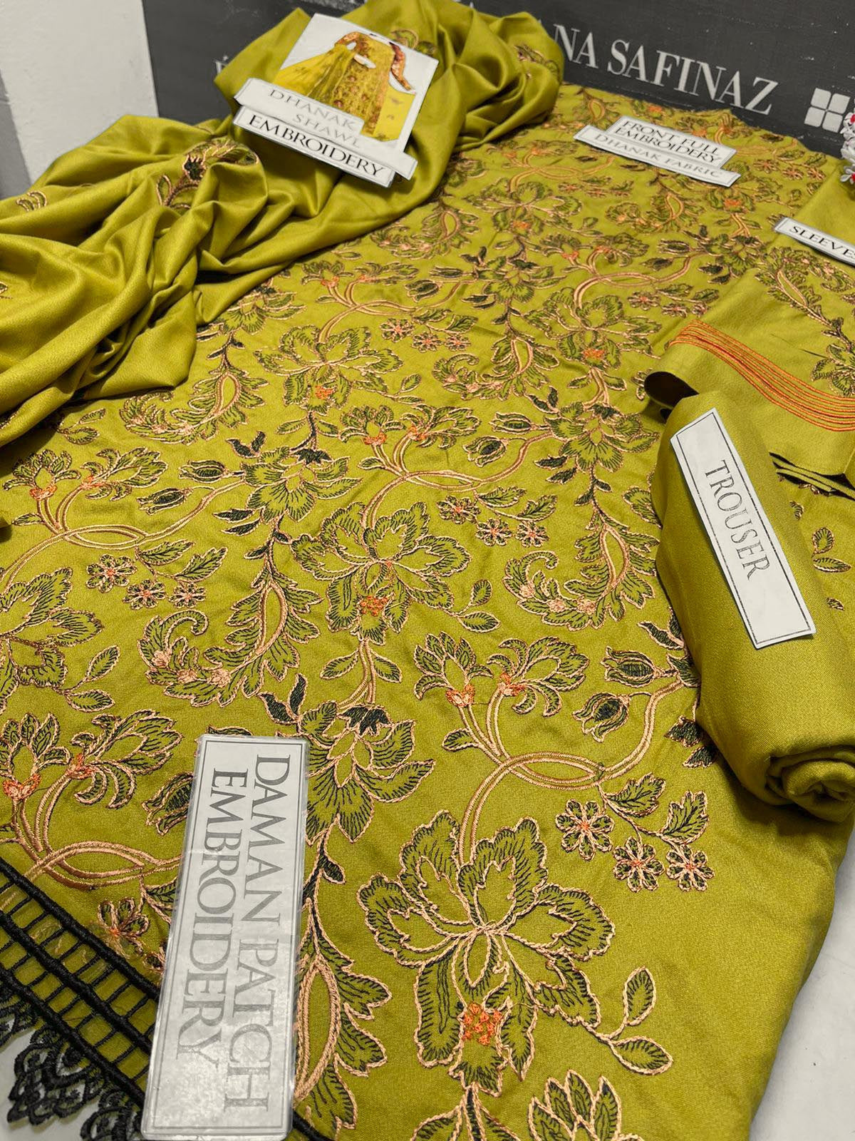 DFW-1099 Barezee Heavy Embroidery 3PC Dhanak Suit