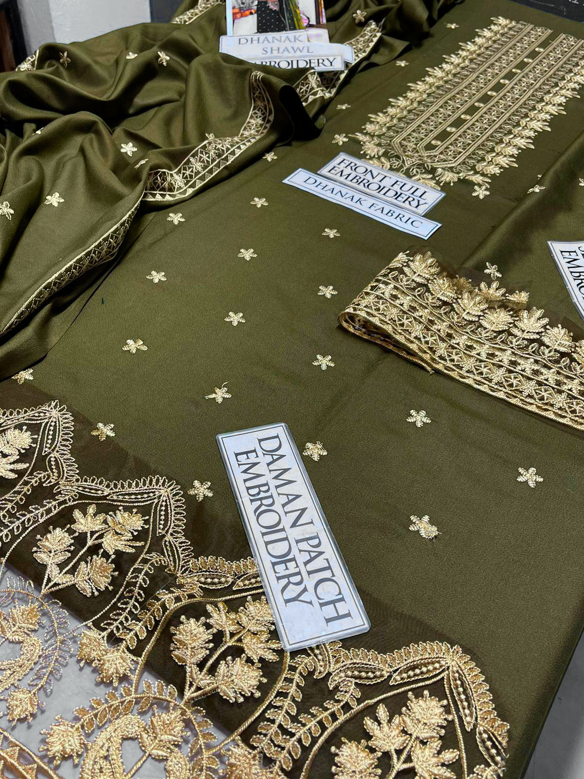 DFW-1153 Asim Jofa Heavy Embroidery 3PC Dhanak Suit