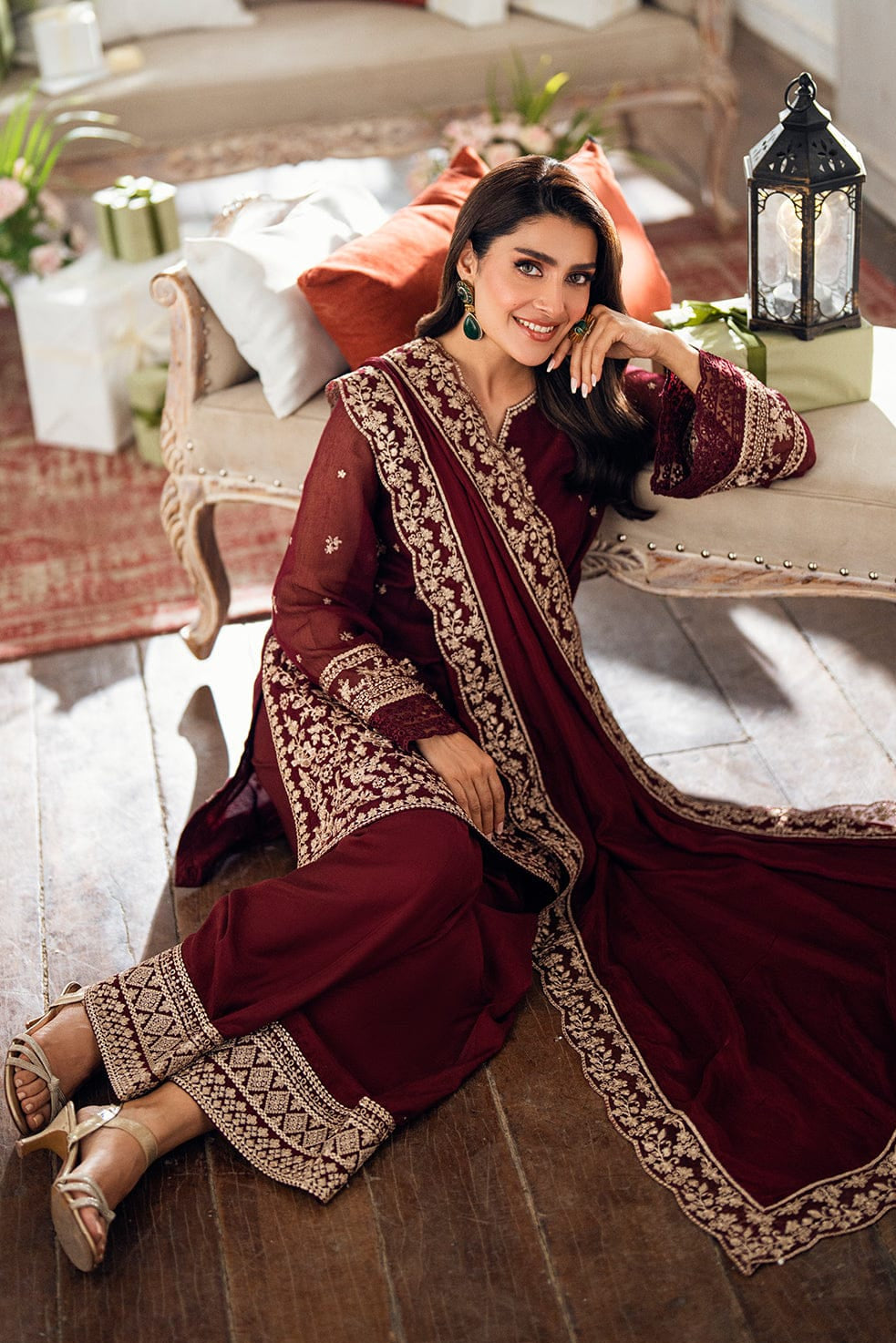 DFW-1119 Azure Heavy Embroidery 3PC Dhanak Suit