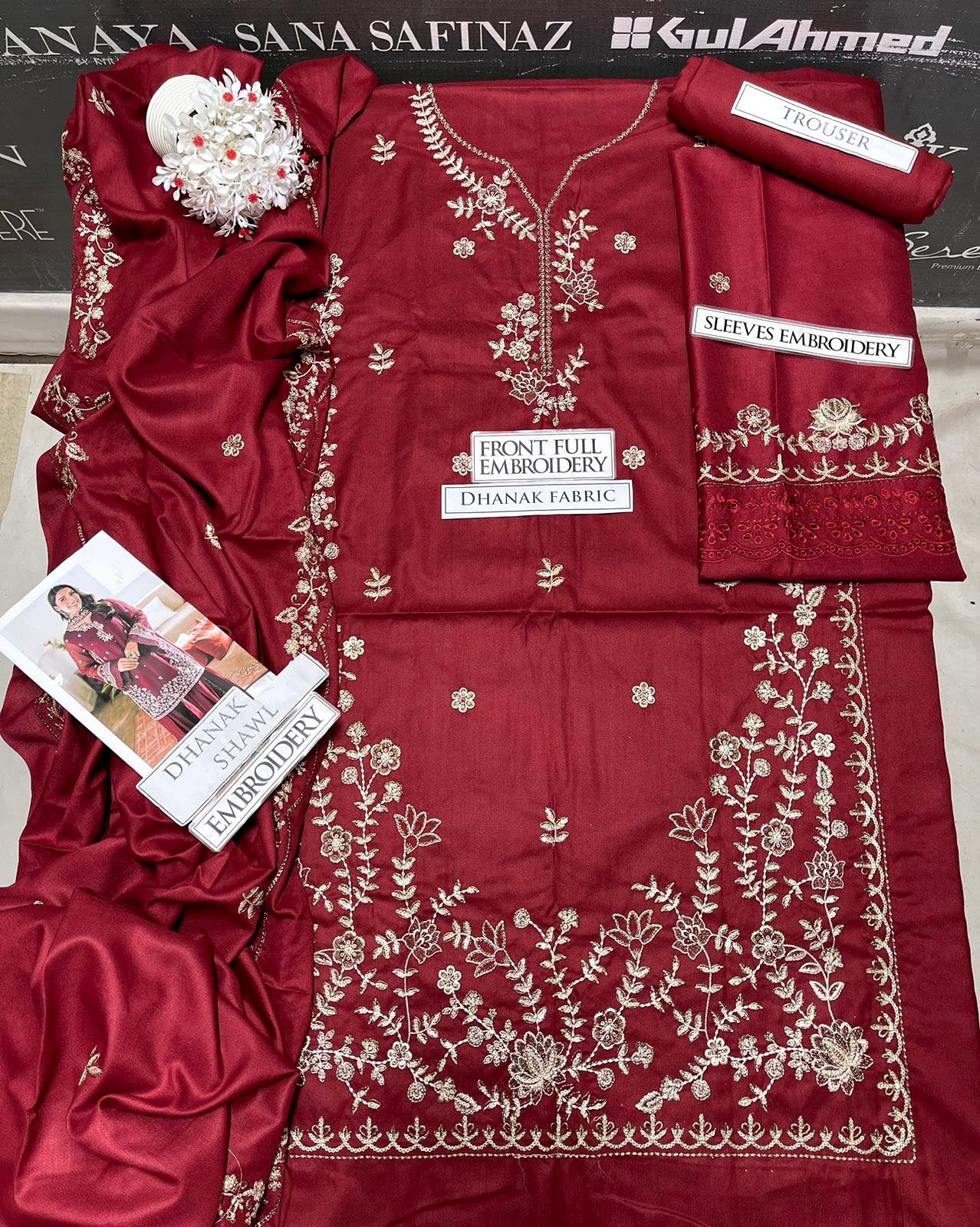 DFW-1119 Azure Heavy Embroidery 3PC Dhanak Suit