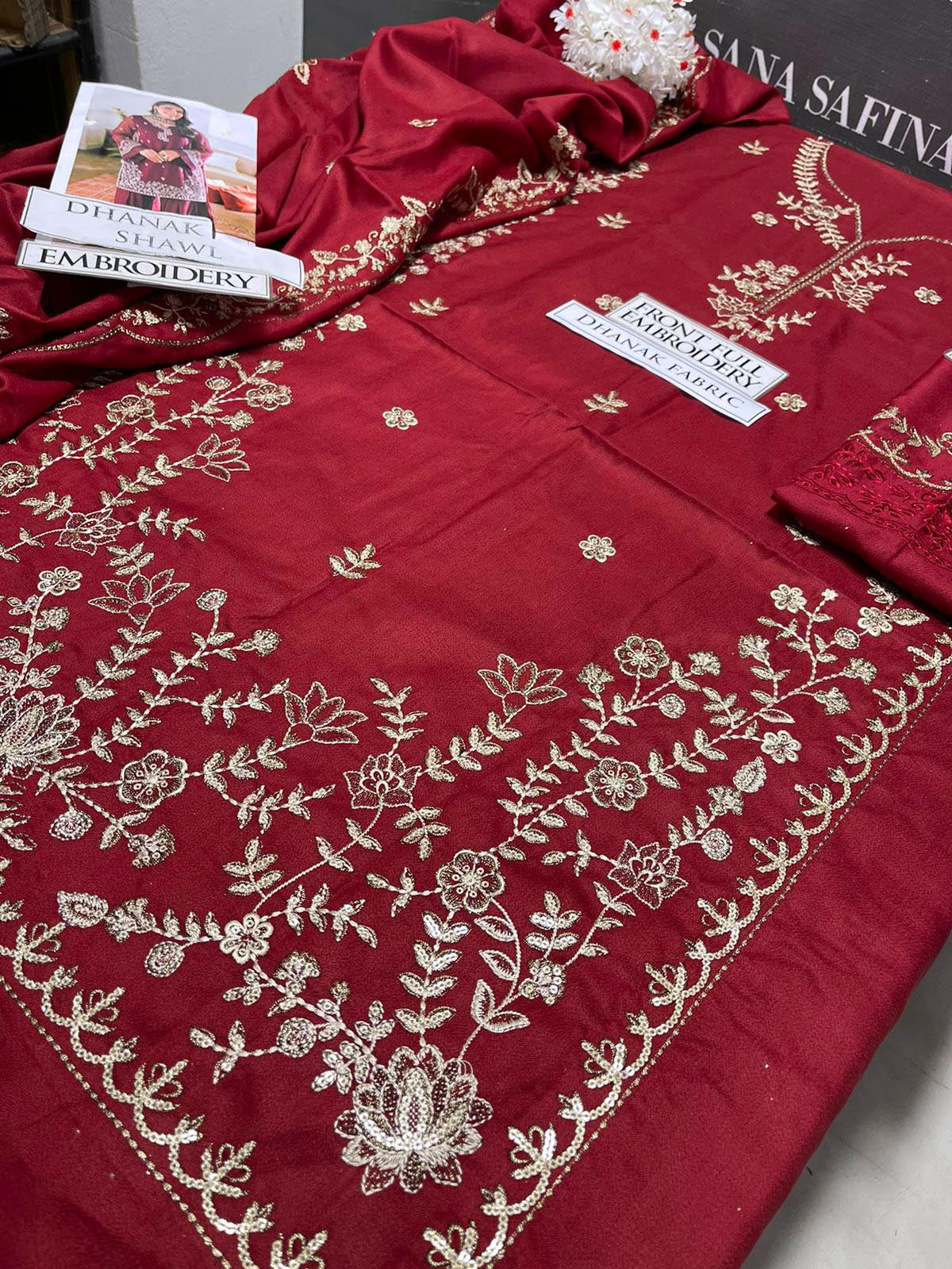 DFW-1119 Azure Heavy Embroidery 3PC Dhanak Suit