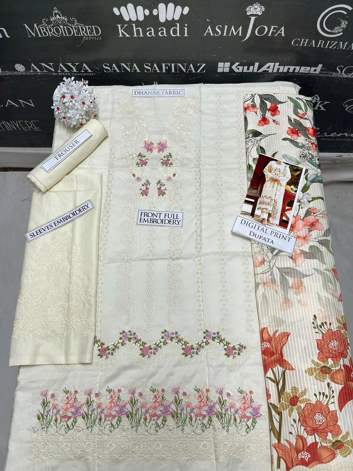 DFW-982 Elaf Heavy Embroidery 3PC Dhanak Suit