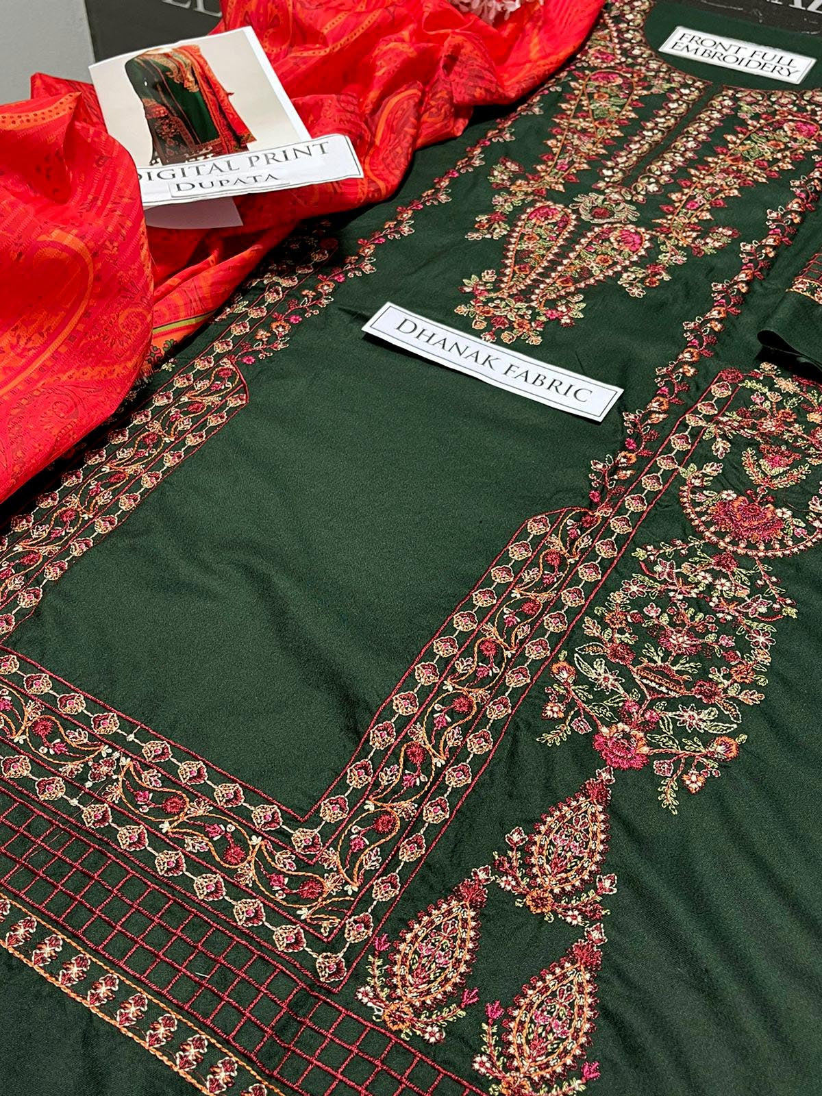 DFW-1100 Hussain Rehar Heavy Embroidery 3PC Dhanak Suit