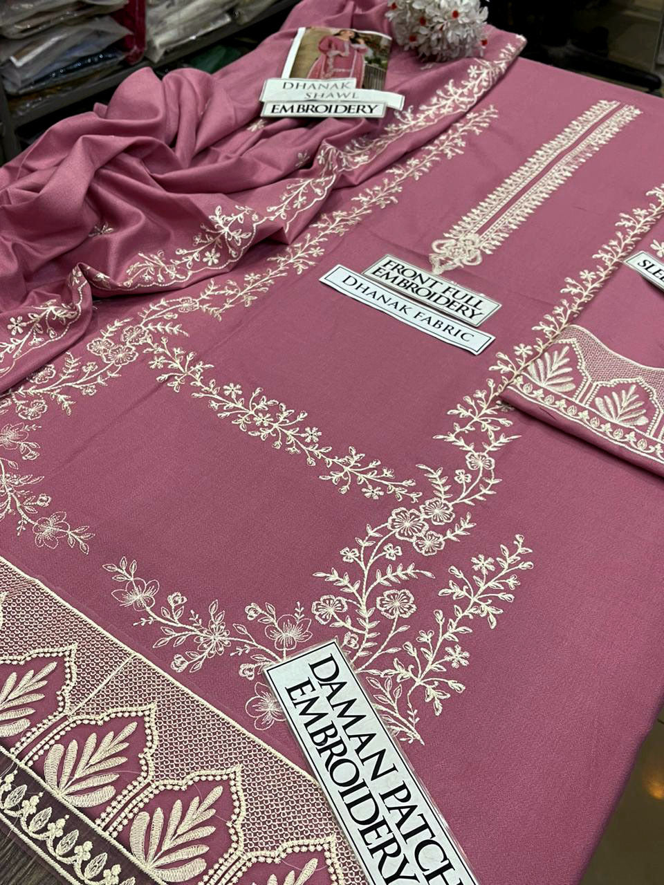 DFW-1249 Zarqash Embroidery 3PC Dhanak Suit