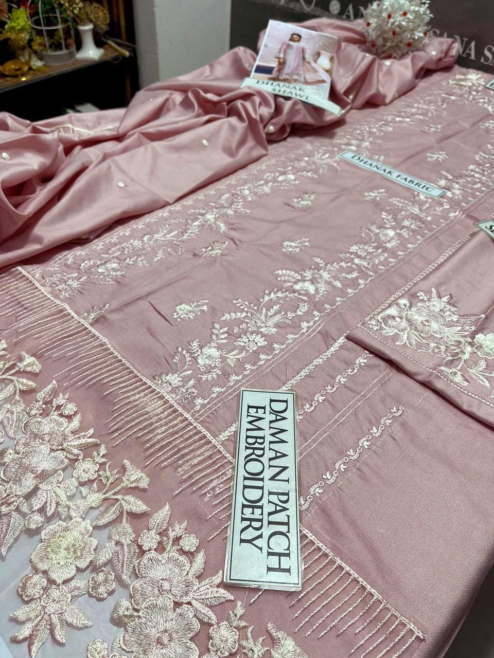 DFW-1165 Azure Heavy Embroidery 3PC Dhanak Suit