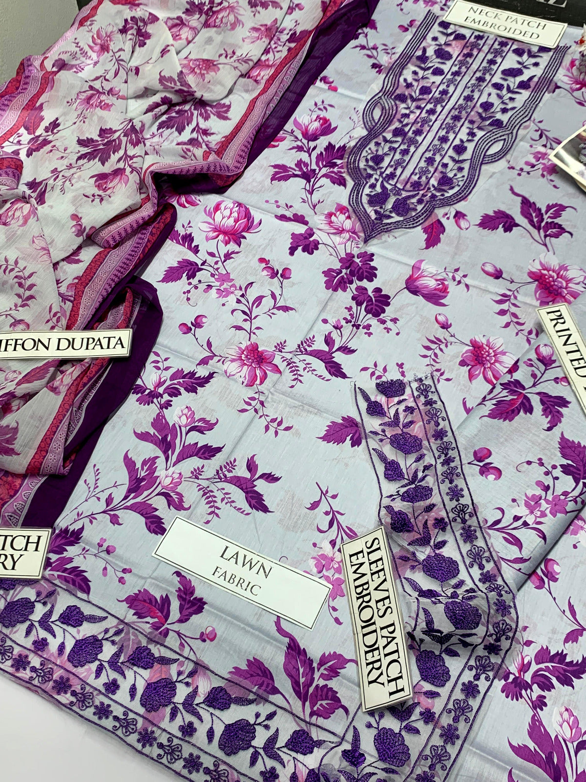 DFW - 864 Aneelas Embroidery 3Pc Lawn Suit