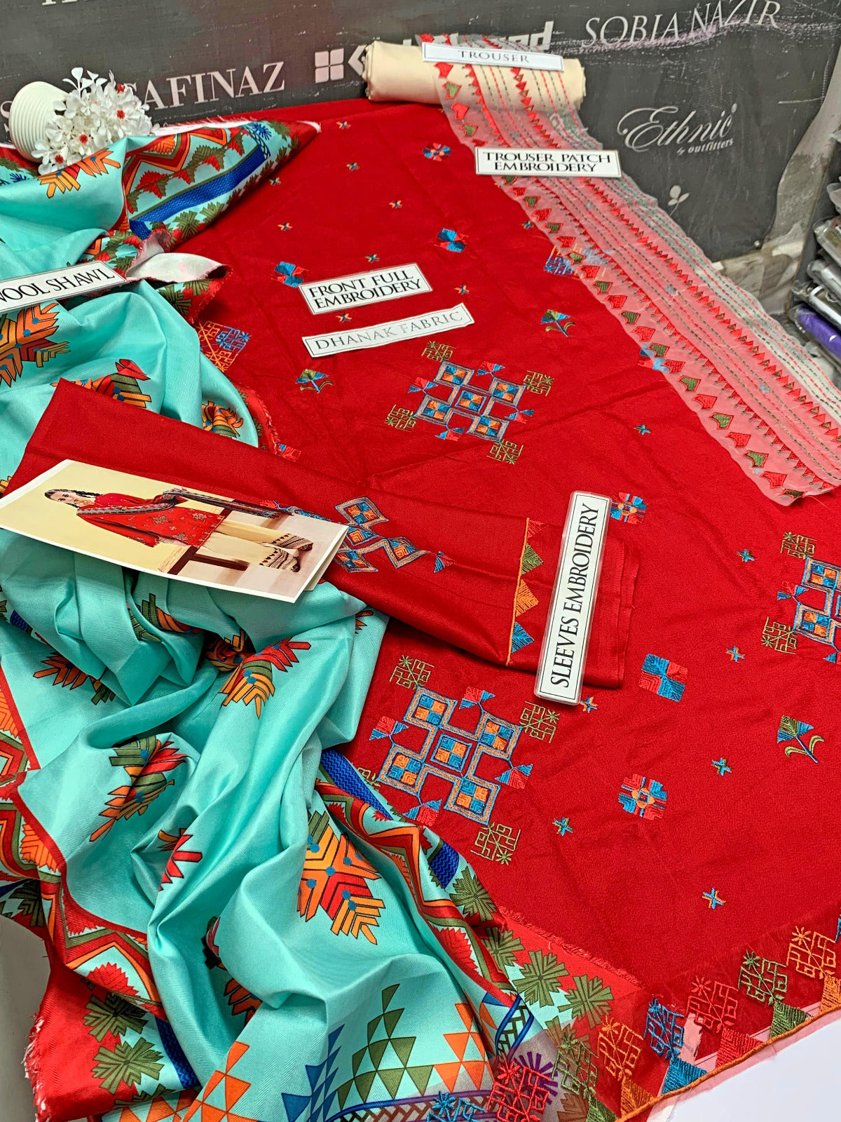 DFW-871 Sapphire Heavy Embroidery 3PC Dhanak Suit