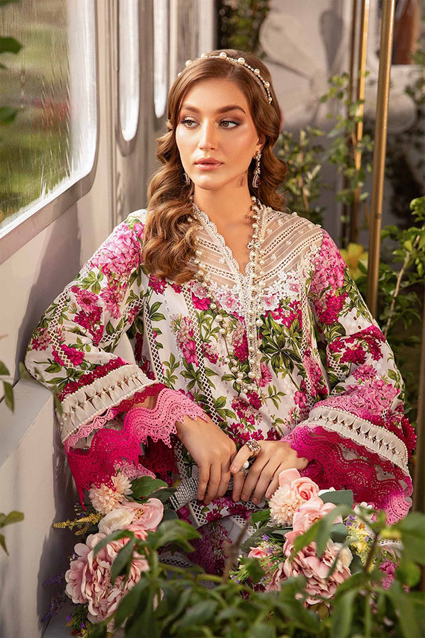 DFW-157 Maria B Heavy Embroidered 3Pc Lawn Dress