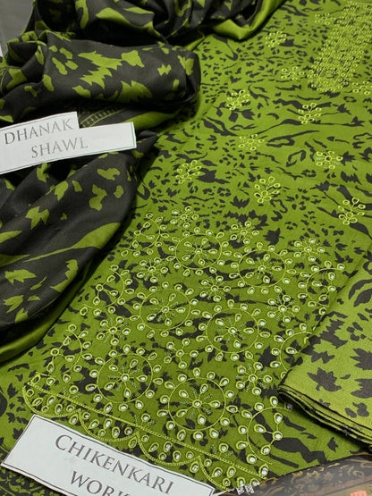DFW-955 BJ Textile Heavy Embroidery 3PC Dhanak Suit