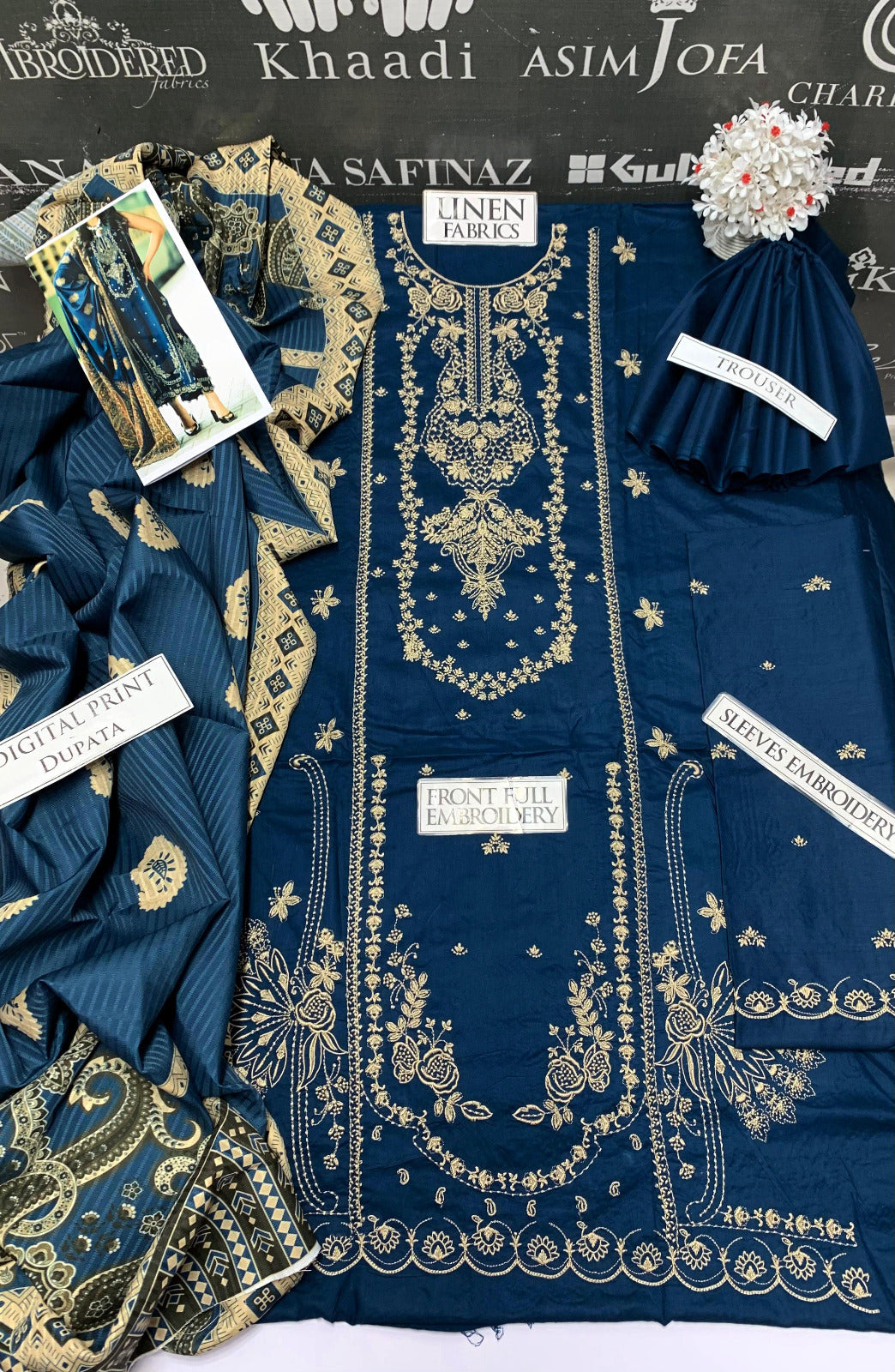 DFW-969 Bareeze Heavy Embroidery 3PC Linen Suit