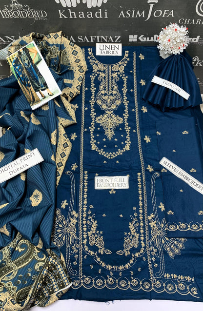 DFW-969 Bareeze Heavy Embroidery 3PC Linen Suit
