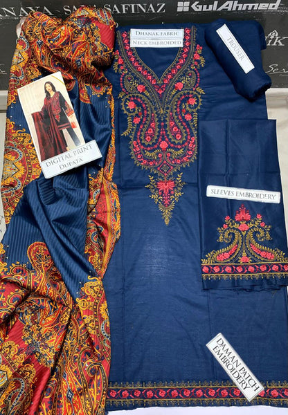 DFW-1145 Maria B Embroidery 3PC Dhanak Suit