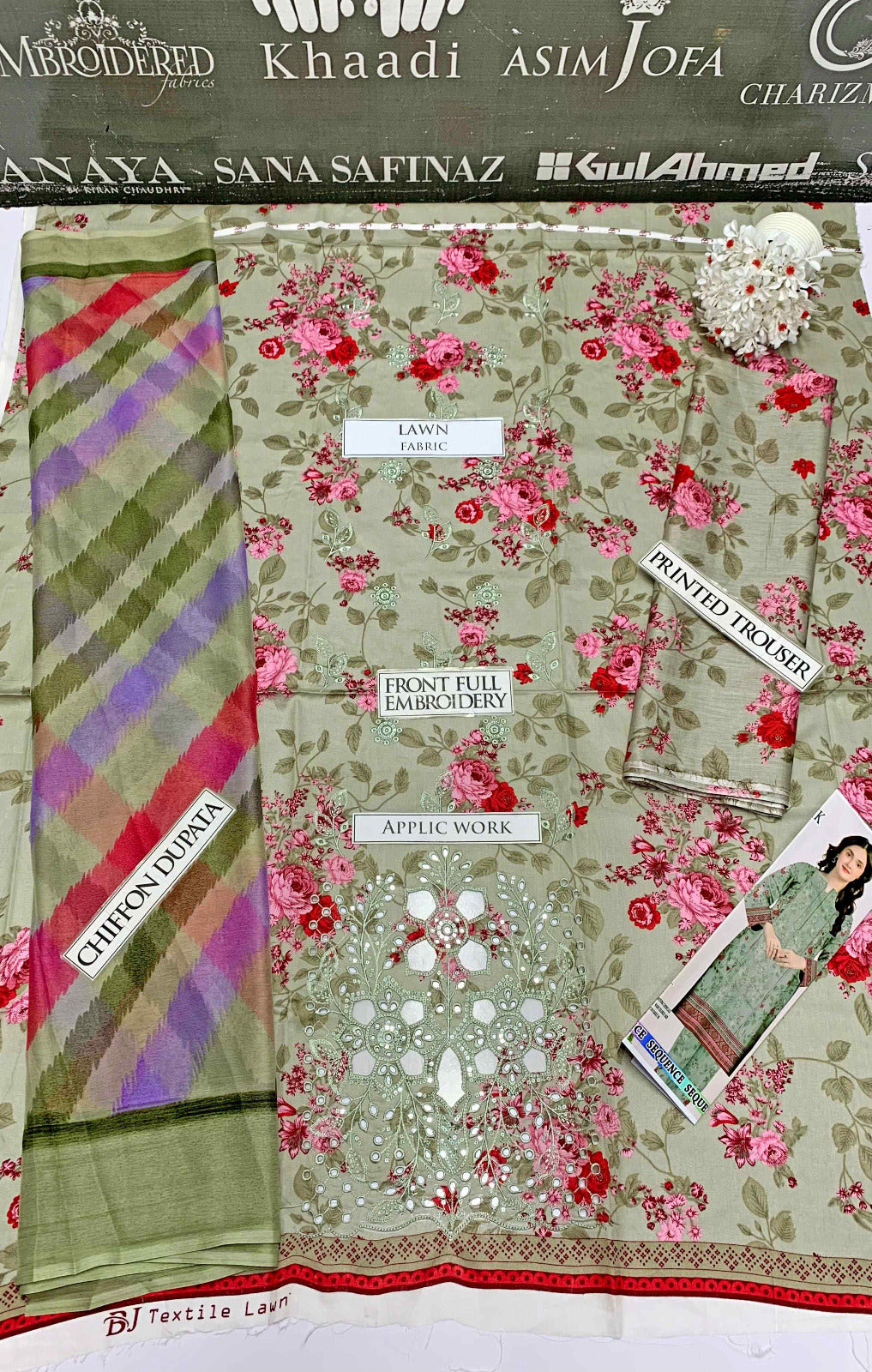 DFW-849 Bin Saeed 3Pc Full Heavy Embroidery (Applic work)