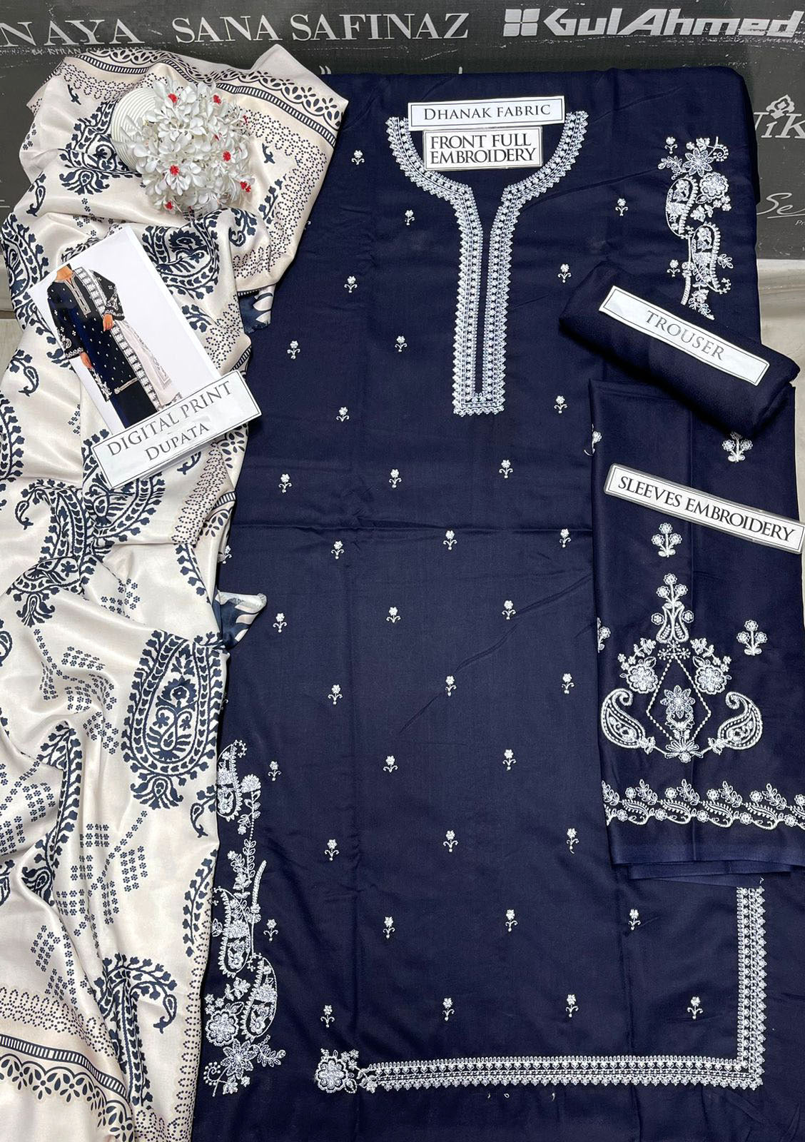 DFW-1131 Sapphire Embroidery 3PC Dhanak Suit