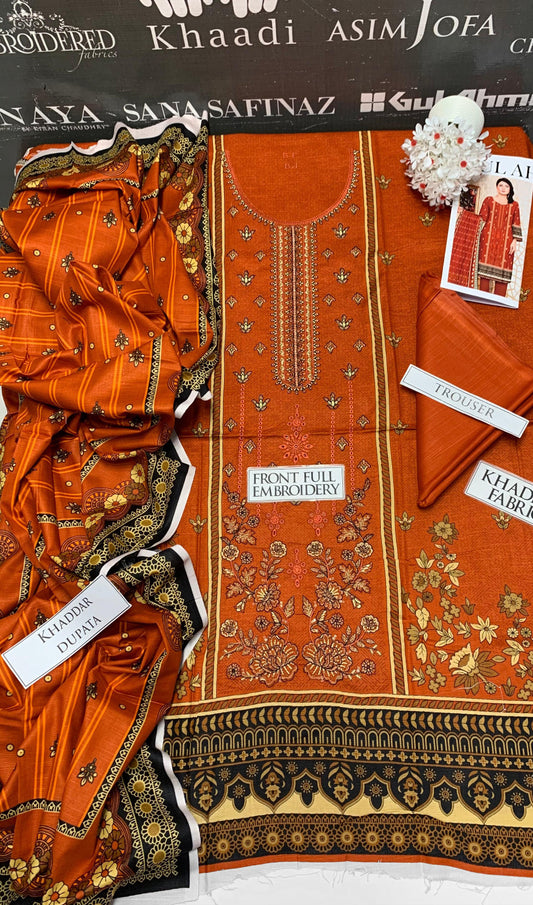 DFW-941 Bareeze Heavy Embroidery 3PC Khaddar Suit