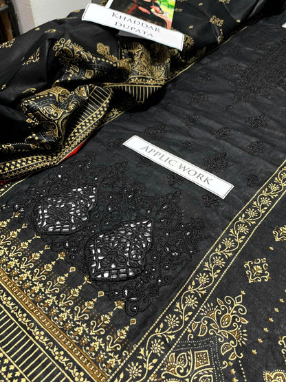 DFY-1124 Baroque Sui Dhaga Emb Aplic Work 3Pc Khaddar Dress