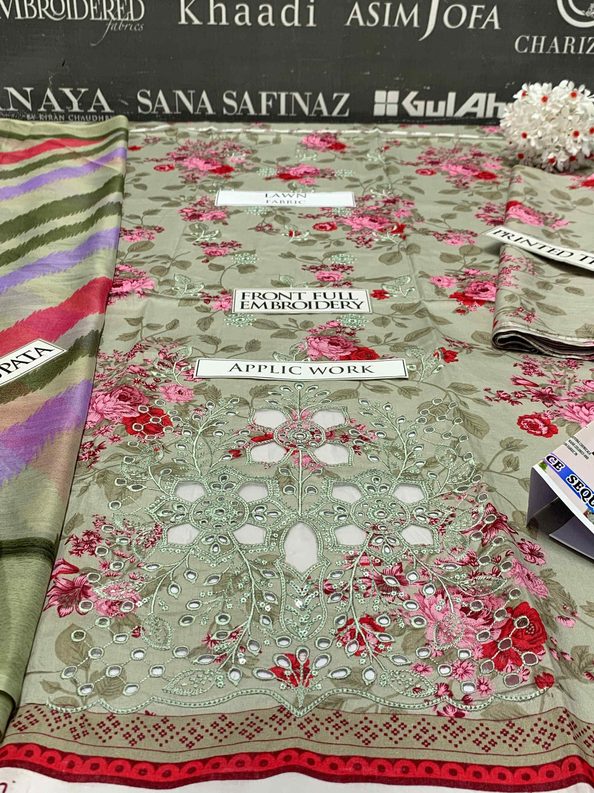 DFW-849 Bin Saeed 3Pc Full Heavy Embroidery (Applic work)