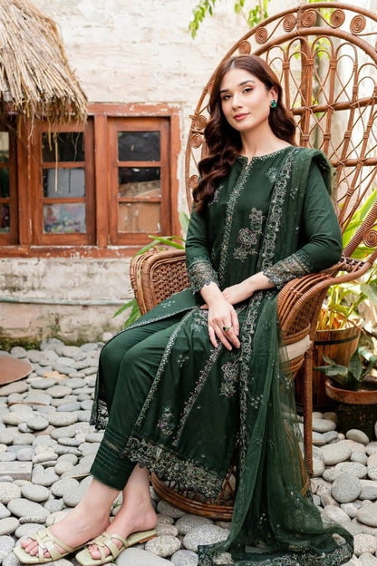 DFW-1156 Bareeze Heavy Embroidery 3PC Dhanak Suit