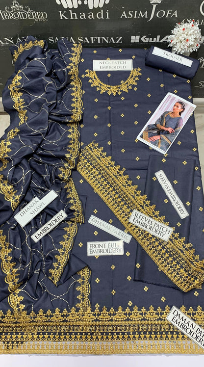 DFW-889 Cross Stitch Heavy Embroidery 3PC Dhanak Suit