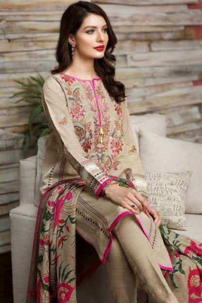 DFW-384 Khaadi Heavy Embroidery 3Pc Lawn Suit