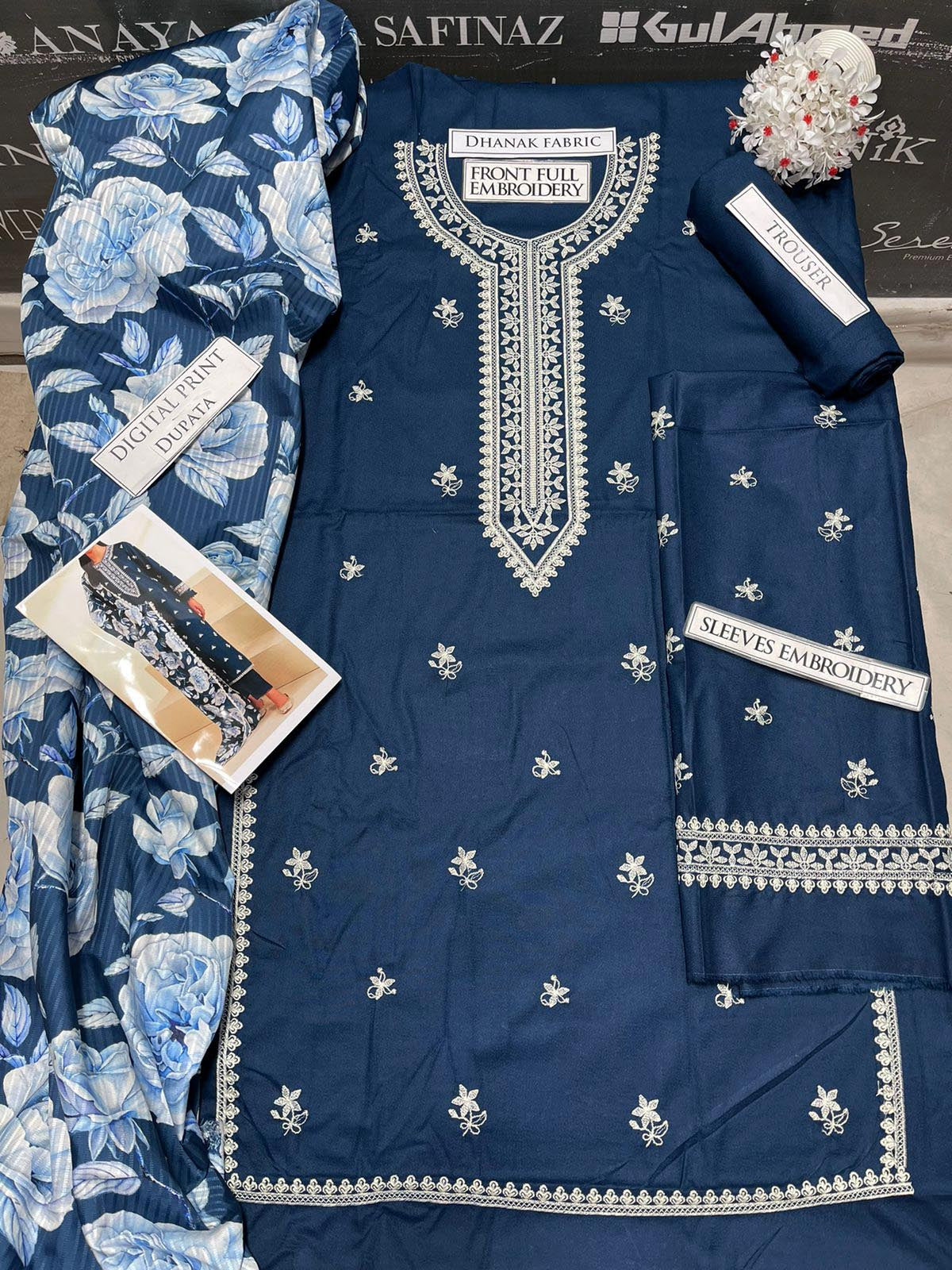 DFW-1048 Cross Stich Embroidery 3PC Dhanak Suit