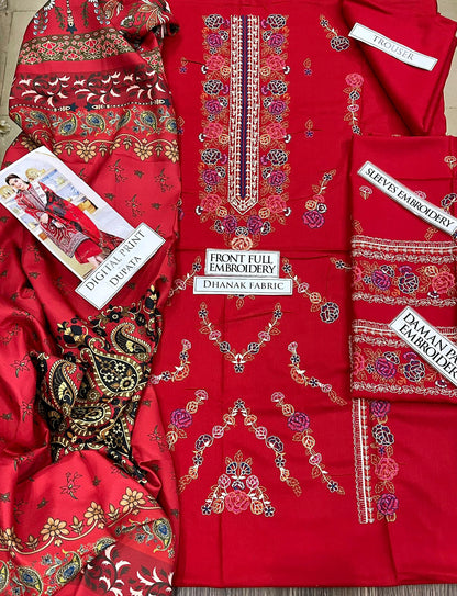 DFW-1225 Zara Shah Jahan Embroidery 3PC Dhanak Suit